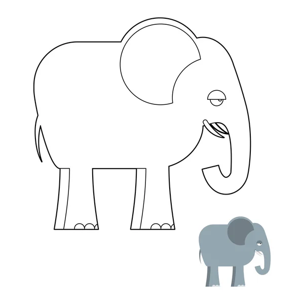 Elephant coloring book. Big Animal of jungle with long trunk. Af — 스톡 벡터