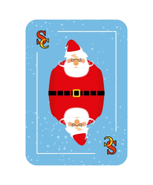 Santa Claus jugando a las cartas. Nuevo concepto de naipes. Deseos M — Vector de stock