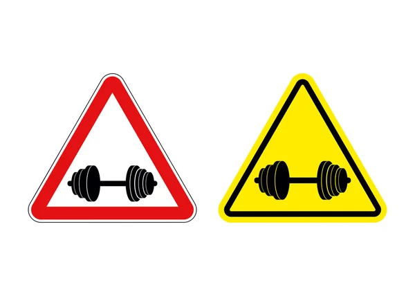 Attention fitness. Warning sign sport. Red and yellow road signs — Stok Vektör