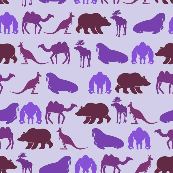 Dierentuin naadloze Patten. Kleur achtergrond van wilde dieren. Textuur van — Stockvector