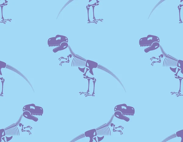 Esqueleto t-Rex patrón sin costuras. Púrpura Lindo hueso Tyrannosaurus — Vector de stock