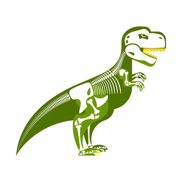 Dinosaurus skelet. Been omhoog op mijn lichaam. T-Rex en schedel. Tyrannos — Stockvector