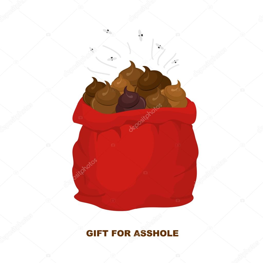 Christmas Gifts for bad people. Santa Claus with bag of shit. Gi