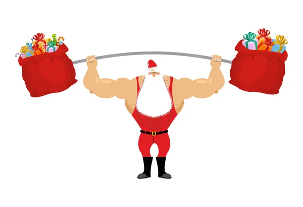 Güçlü Noel Baba Halter ve hediye ihale. Bedeni için spor