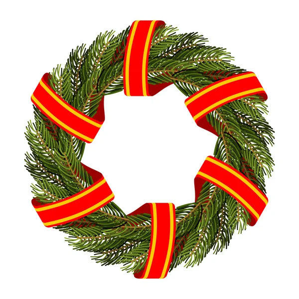 Traditionelle grüne Kranz für Weihnachten. Weihnachtsbaumzweige — Stockvektor