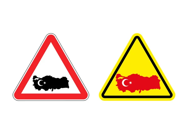 注意土耳其。警告标志为土耳其的国家。红色和大喊 — 图库矢量图片