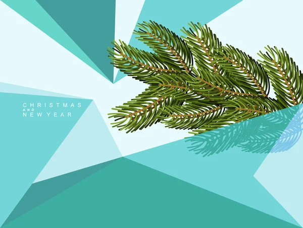 Weihnachten abstrakten Hintergrund geometrischer Formen. Fichtenzweig — Stockvektor