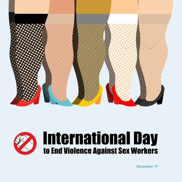 Giornata internazionale per porre fine alla violenza contro i lavoratori del sesso. Molti pro — Vettoriale Stock