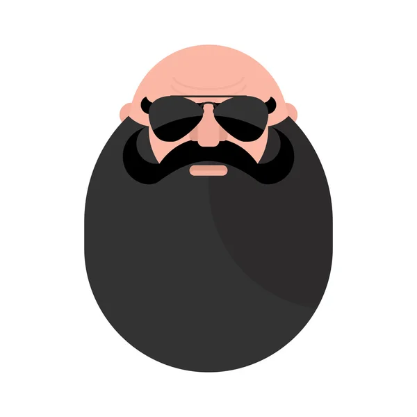 Chefe de motociclista bigode com barba. Homem bruto. Grão-de-esterno —  Vetores de Stock