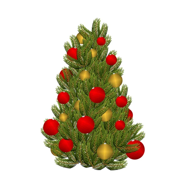Weihnachtsbaum und Spielzeug. Geschmückter Weihnachtsbaum für den Urlaub. — Stockvektor