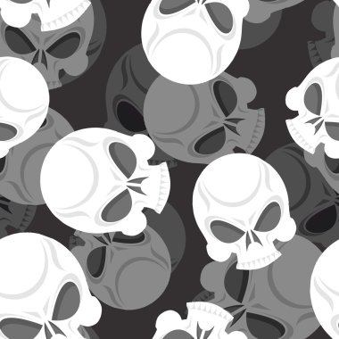 Skull seamless pattern. Head Sklet 3d background. Death of ornam