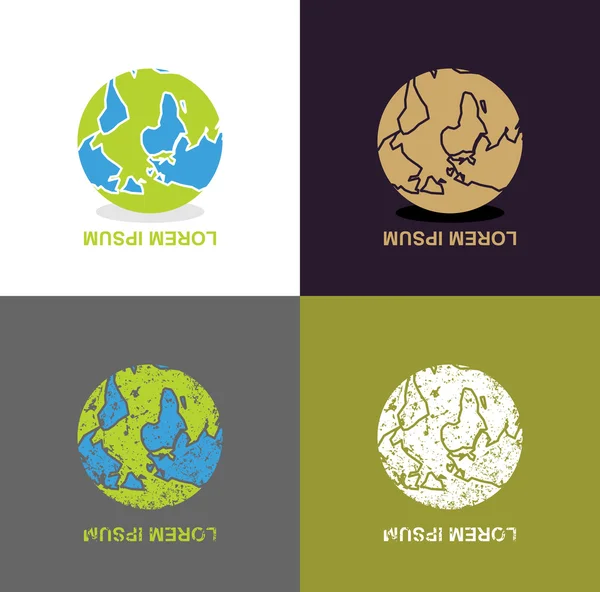 反転地球 - 旅行会社のロゴ。上下反転の惑星 — ストックベクタ