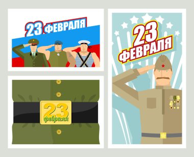 Set of cards for 23 February. National holiday in Russia. Patrio
