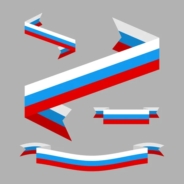 Bandeira de fita da Rússia. Elementos de design. Tricloro de fita patriótico R — Vetor de Stock