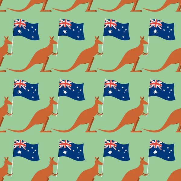 Kangaroos and Australian flag seamless pattern. Background for f — ストックベクタ