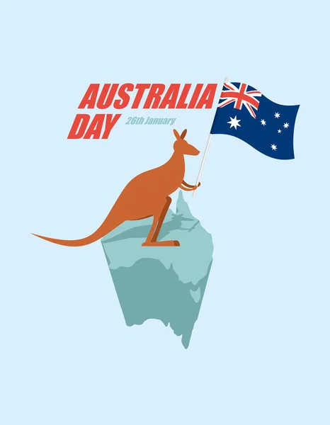 Jour Australie. Etat patriotique de vacances. Kangourous et Australiens — Image vectorielle