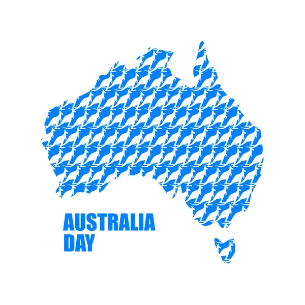 Australia Day. Map of Australia from kangaroo. Continent States — Stockvector