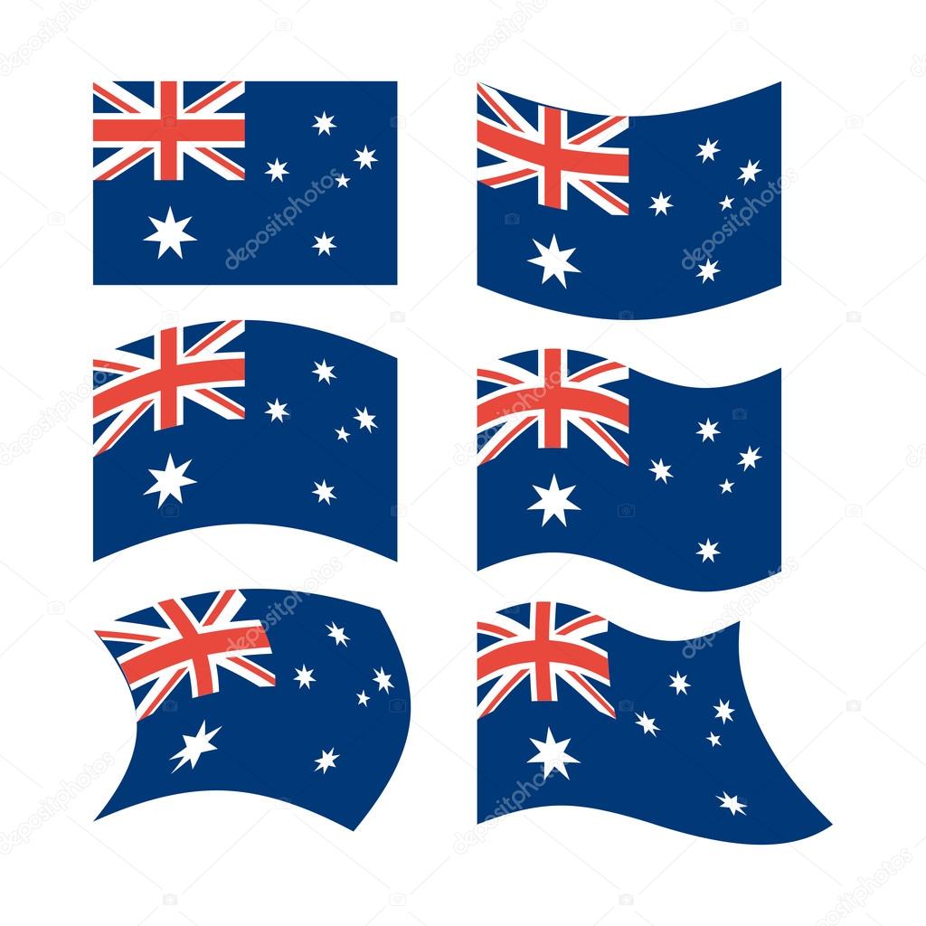 Flag of Australia. Set of flags in different forms.