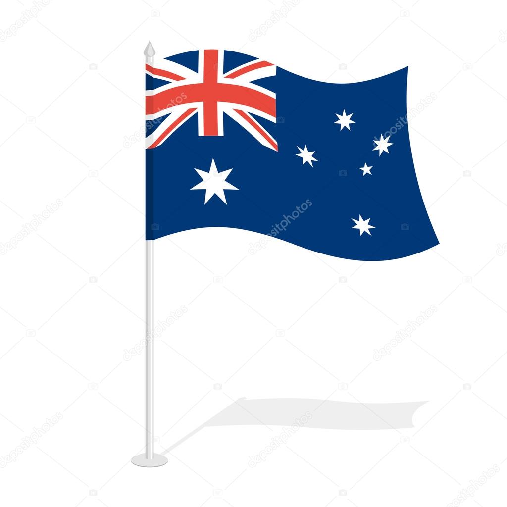  Australian flag on white background. Developing State flag of A