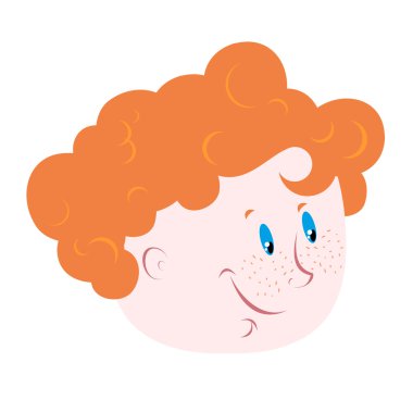 Red-haired boy with freckles. Head of  lovely child. Person for 