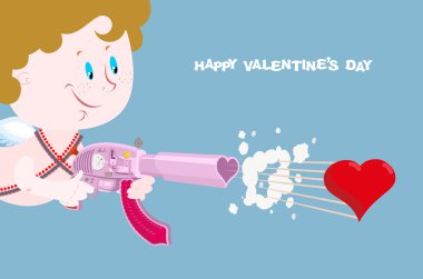 Valentine. Greeting card for Valentines day. Cupid with arms of 