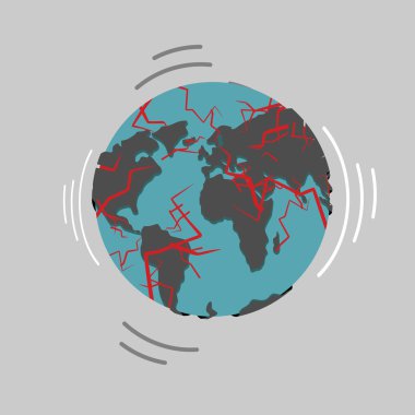 Earthquake. Earth destruction. Disaster fracture of the Earths c