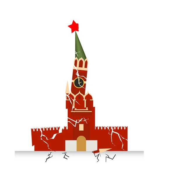 Moscow Kremlin destruction. Earth-fault earthquake. Destruction — Stockvector