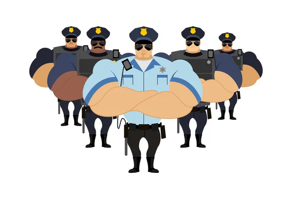 Polícia forte para prender. Policiais vieram prender criminosos — Vetor de Stock