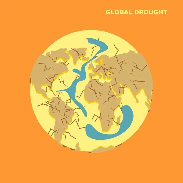 Drought on planet Earth. Natural disaster-dried Earth and sparil — Wektor stockowy