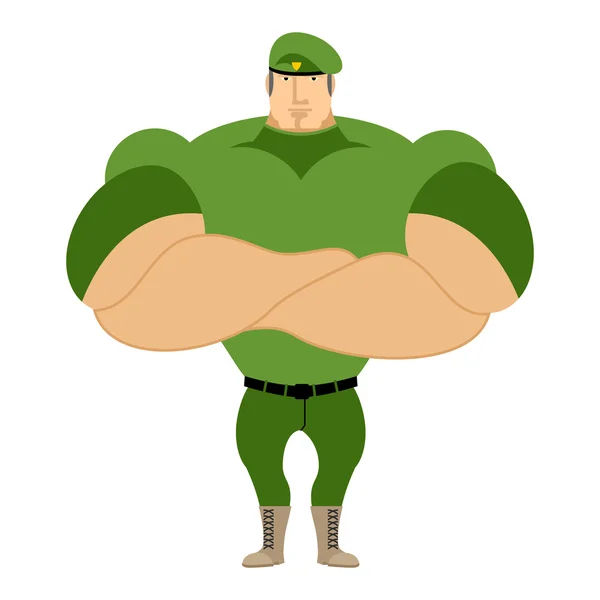 Marine in green beret. Special forces of strong man. Big paratro — Stock Vector