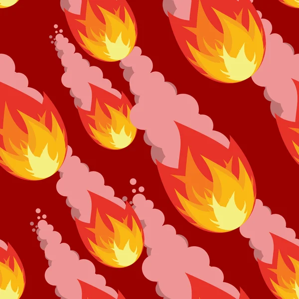 Meteor shower seamless pattern. Destruction of ornament. Firebal — Stok Vektör