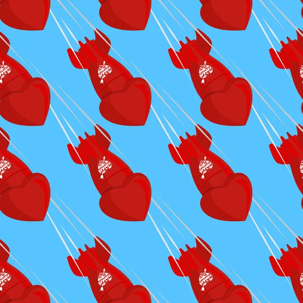 Misiles balísticos amor. Las conchas caen del cielo. Bomba roja amor — Archivo Imágenes Vectoriales