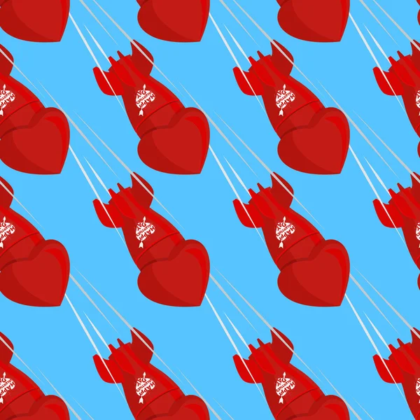 Misiles balísticos amor. Las conchas caen del cielo. Bomba roja amor — Vector de stock