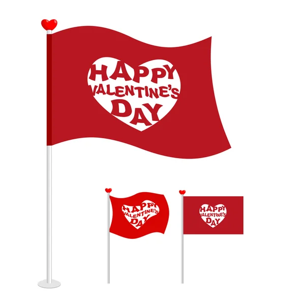 Red flag for Valentines day. Logo for holiday heart, Pierce arro — Διανυσματικό Αρχείο