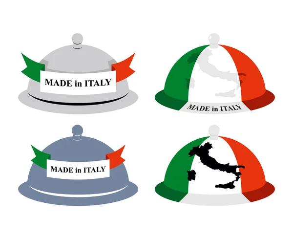 Set küche cloche italienisch. Deckel für warme Speisen mit Karte von ita — Stockvektor