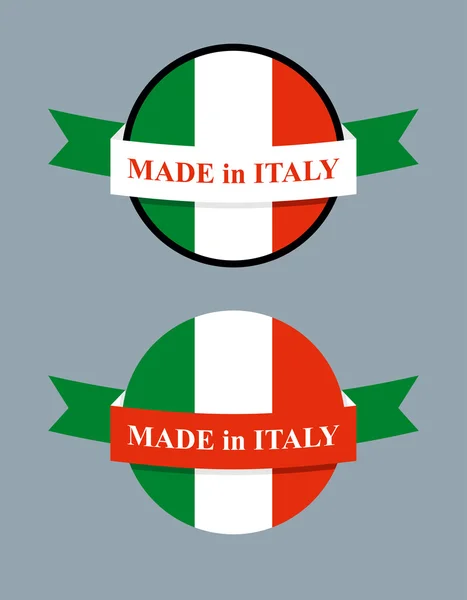 Сделано в Италии логотип продукта. Карта Италии и ленты с цветами — стоковый вектор