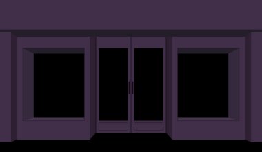 Storefront night. Dark shop building. Nightclub city.