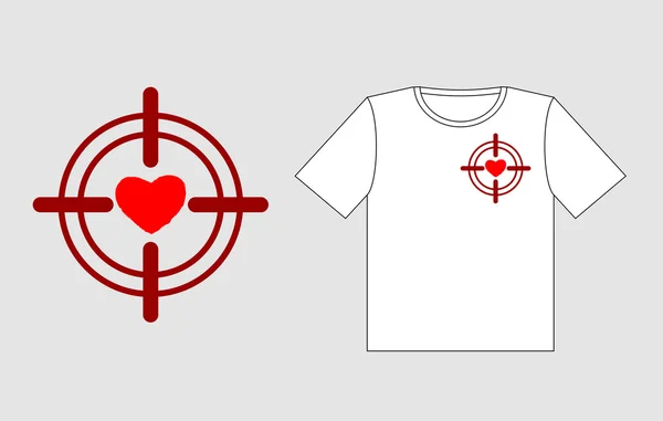 Herz auf Sicht. Logo zum Design von T-Shirts für den Valentinstag. febr — Stockvektor