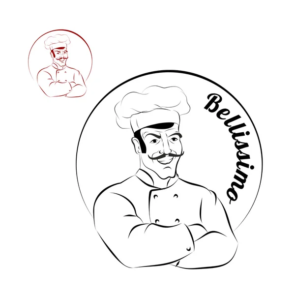 Italian chef. logo for restaurant. Bellissimo. Sign for a bakery — Stockový vektor