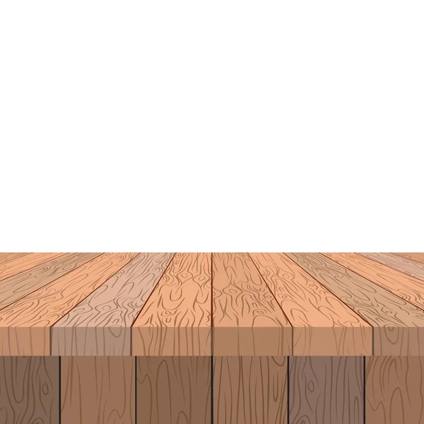 Mesa de madeira. Mesa vintage velha em perspectiva. Estágio de madeira e — Vetor de Stock