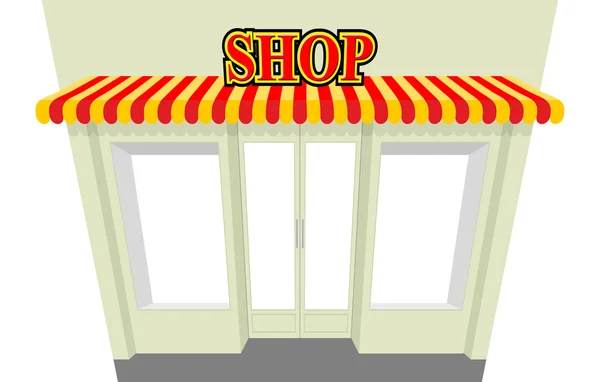 Shop. Storefront with visor. Isolated shop building. An empty co — 图库矢量图片