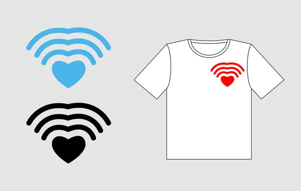 Bezprzewodowy dostęp do Internetu miłości. Szablon do projekt koszulki na Walentynki. Skrzep — Wektor stockowy