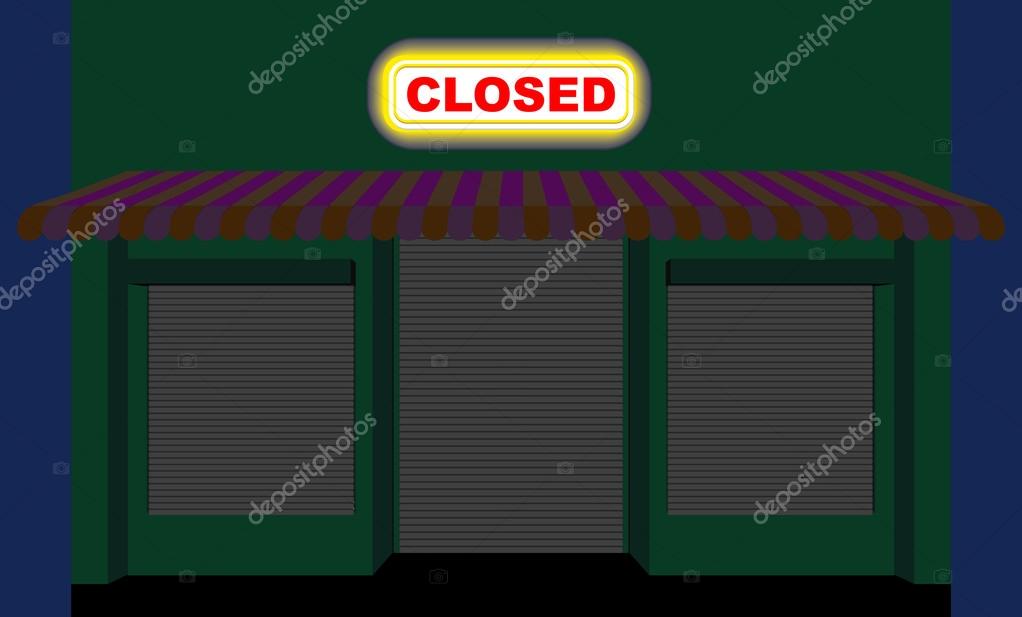 Convenience store. Shop at night. Plate is closed. Closed showca Stock  Vector Image by ©popaukropa #98363832