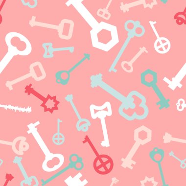 Retro key seamless pattern. Background of different keys to open
