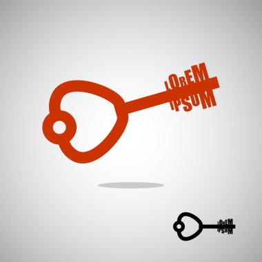 Vintage logo key. Logo for country house Villa. Old key to open 