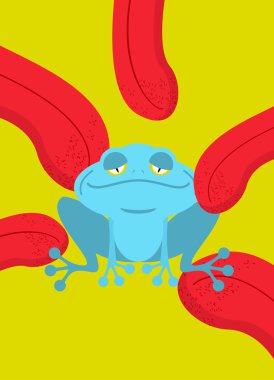 Narcotic frog. Acid Blue Frog. Narcotic reptile. Tongue licking 