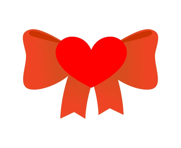 Inclinez l'amour. Ruban rouge avec noeud d'amour. Symbole de coeur et rouge — Image vectorielle