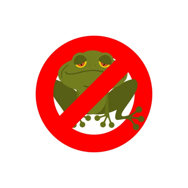 Stop frog. Red forbidding sign for green amphibian. Sign ban for — Wektor stockowy