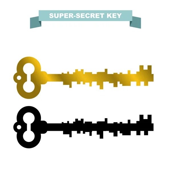 Super secret key. Old vintage retro key lock. Key opens a secret — 图库矢量图片