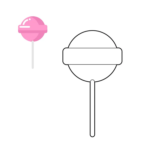 Lollipop coloring book. Pink round sweets for children. Sweet st — ストックベクタ
